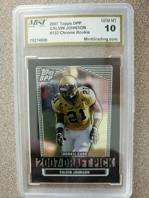 2007 Topps Calvin Johnson DPP Chrome Rookie Black MGS 10 Lions HOF! - Image 1 of 2