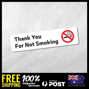 Thank you not smoking - SELF ADHESIVE STICKERS VINYL SHOP HOME OFFICE 195X50mm - Picture 1 of 1