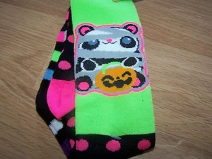 2 Pair of Girls Halloween Themed Knee High Socks Fits Shoe Size 3-10 Stripes Dot - Picture 1 of 3