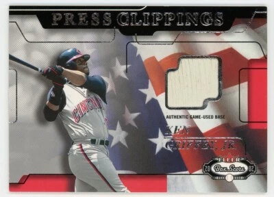 KEN GRIFFEY JR 2002 Fleer Box Score Press Clippings Game-Used Base - Image 1 of 2