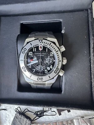 Hamilton Khaki Navy Men's Black Watch w/ Stainless Steel & Rubber Band H78716333 - Image 1 of 4