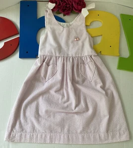 Grannie Annie Pink Seersucker Dress Girls SZ XL Handmade Free Cupcake Earrings - Picture 1 of 12