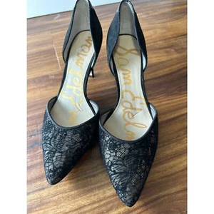 Sam Edelman Opal Black D'Orsay Pointed Heels Pumps Size 6 - Picture 1 of 7