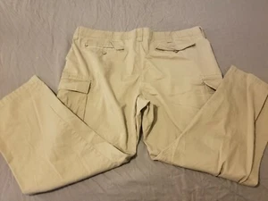 Mens Lands End Cargo Pants 44x30 Big Tall Cotton Slack Chino Khaki Dress Trouser - Picture 1 of 6