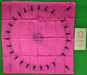 The "21" Club Jack & Charlie's rosa Seide mit grünem Jockey Schal XXIII (Neu!) - Bild 1 von 4