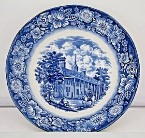 Vintage Liberty Blue Coupe Cereal Bowl Staffordshire Historic Colonial Scene - Picture 1 of 5