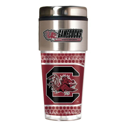 SOUTH CAROLINA GAMECOCKS 16 OZ STAINLESS STEEL COFFEE TRAVEL MUG 3D METAL EMBLEM Cover
