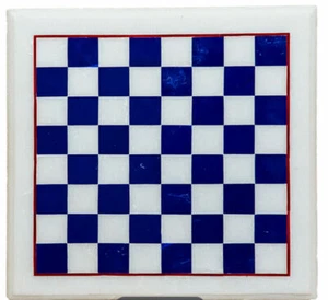 18'' White Marble Chess Table Top Pietra Dura Inlay Children Game Kids c8 - Picture 1 of 3