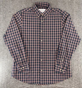Mizzen Main Shirt Mens Large Leeward Stretch Blue Plaid Long Sleeve Button Up - Picture 1 of 10