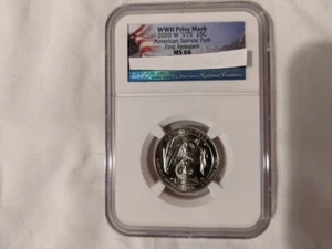 2020 W American Samoa Park NP Quarter 25c NGC MS 66 First Releases Bat Coin Flag - Picture 1 of 2