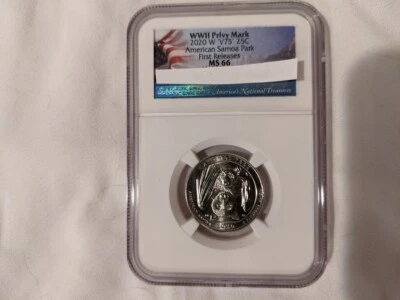 2020 W American Samoa Park NP Quarter 25c NGC MS 66 First Releases Bat Coin Flag - Image 1 of 2
