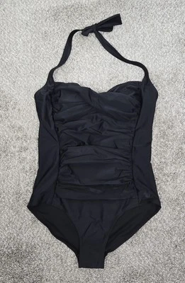 Traje de baño de una pieza Mickey Mouse bordado negro acanalado talla L de los parques de Disney para mujer Foto 1 de 4