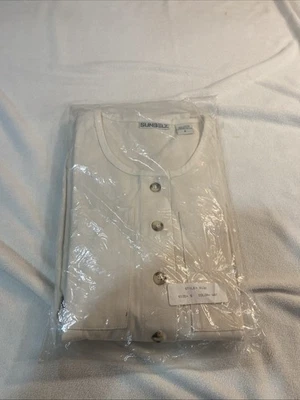 vtg sun belt 100% Cotton womens long jean dress Small Cream Pockets Made In USA - Image 1 of 3