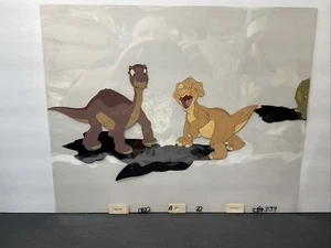 The Land Before Time 1988 Movie Art Animation Production Cel Littlefoot & Cera - Picture 1 of 8