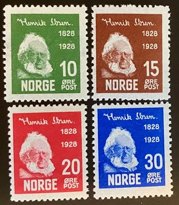 挪威亨利克易卜生邮票全新邮票 1928 年 — 第 1/2 张图片