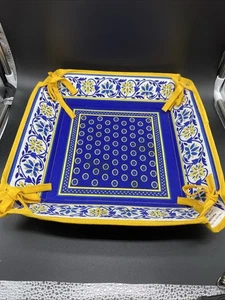 Provence Vide-poche Bread Basket Blue And Yellow Cloth With Tied Corners - Picture 1 of 5