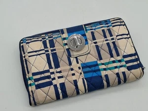 Vera Bradley "Santiago" blau karierte Geldbörse mit Drehverschluss - 2017 Muster im Ruhestand - Bild 1 von 8