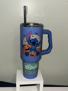 Disney Lilo & Stitch Halloween Purple Bats Pumpkin Steel Tumbler NEW - Picture 1 of 1