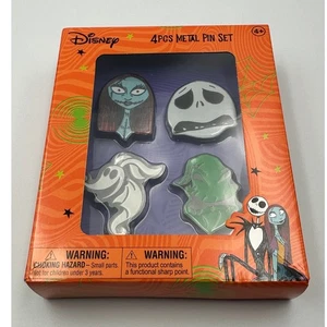 Neu Disney Nightmare Before Christmas 4-teiliges Metall Pin Set Jack Skellington Sally - Bild 1 von 3