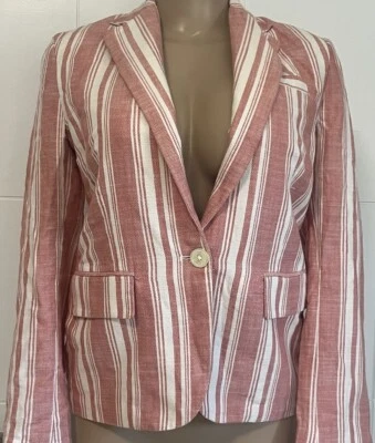Lauren Ralph Lauren Linen Blazer Women Striped Lined Casual Size 0 petite. - Image 1 of 4