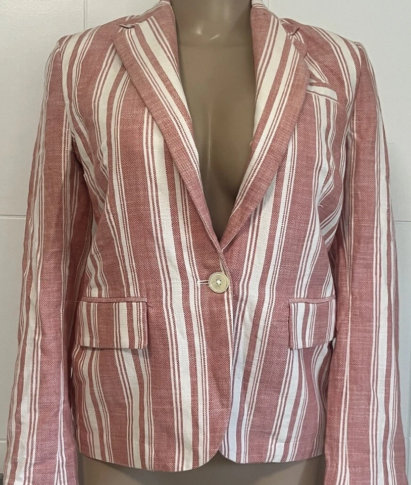 Lauren Ralph Lauren Linen Blazer Women Striped Lined Casual Size 0 petite. - Image 1 of 4