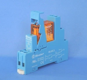 Finder 40.52 Relay with 95.95.3 Base and 99.80.0.024.98 Varistor Module (New) - Picture 1 of 5