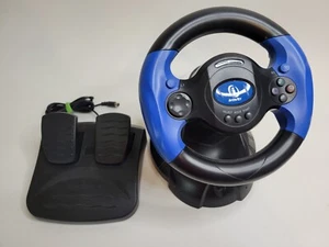 Interact V-Thunder Racing Wheel 12210201Z7 PlayStation 2 PS2 Blue Black Working - Picture 1 of 14