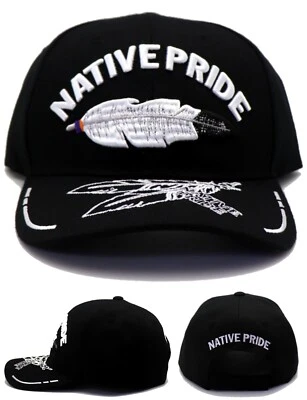 Gorra Native Pride New Leader Indian Pluma Sombra Negra Blanca Era Foto 1 de 4