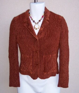 Rhonda Stark Copper Velvet Textured Jacket size S unlined WASHABLE blazer top - Picture 1 of 9
