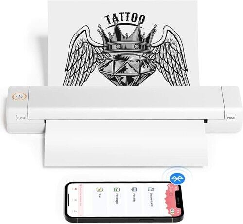 Phomemo M08F Wireless Portable  for Travel, Thermal Tattoo Stencil Printer white. Available Now for $65.95