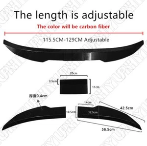 Glossy Carbon Fiber Color Adjustable Car Rear Trunk Spoiler Lip Roof Tail Wing - Picture 1 of 10