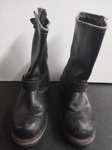Skechers Black Leather Engineer Motorcycle Boots US mens 9 D - Picture 1 of 5