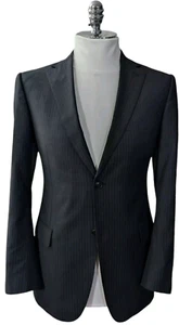 Vitale Barberis Canonico Mens Blazer US 42R Gray Striped Wool Functional Cuffs - Picture 1 of 10