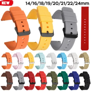 Soft Silicone Watch Band 14 16 18 19 20 22 24mm Strap Waterproof Rubber Bracelet - Picture 1 of 45