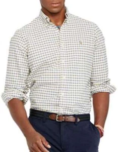Polo Ralph Lauren Button Up Shirt Size L Checked Oxford Mens Long Sleeve - Picture 1 of 8