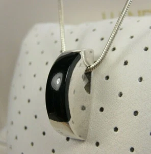 Vintage Southwestern Sterling Silver Black Onyx Adjustable Snake Chain Necklace - Picture 1 of 8