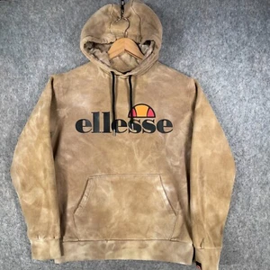 Ellesse Hoodie Womens 8 Brown Tie Dye Big Logo Gym Training Jumper Soft Feel Top - Picture 1 of 14