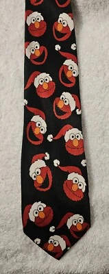 Sesame Street Elmo - Corbata de Navidad con sombrero de Papá Noel - Jim Henson - Negro y Rojo Foto 1 de 4