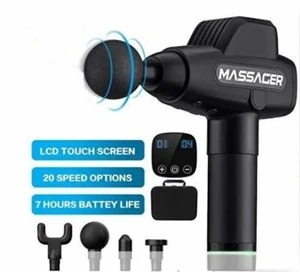 NEW Percussion Massager 20 Speed Rechargeable Cordless Deep Tissue 4 Heads - Picture 1 of 6
