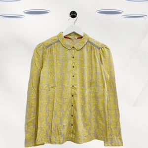 Ex White Stuff Women's Long Sleeve Printed Jersey Shirt in Yellow Bird - Picture 1 of 3