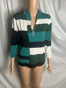 Carol Rose Women’s Vintage Style Color Block Mock Neck Sweater Size M - Picture 1 of 8