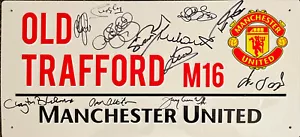 Signed Manchester United Old Trafford Legends Street Sign Albiston Greenhoff - Picture 1 of 1