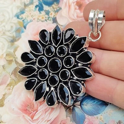 Colgante de plata de ónix negro colgante de plata de ley 925 hecho a mano colgante de piedras preciosas Foto 1 de 4