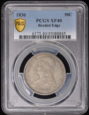 1836 50C Reeded Edge Capped Bust Half Dollar "50 CENTS" on Rev PCGS XF40 Cover