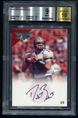 2001 Topps Debut Drew Brees AUTO RC 70/499 BGS 9 MINT - Image 1 of 2