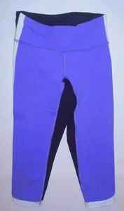 LULULEMON IGNITE CROP PANTS POWER PURPLE BLACK WHITE YOGA GYM WORKOUT EUC size 2 - Picture 1 of 6
