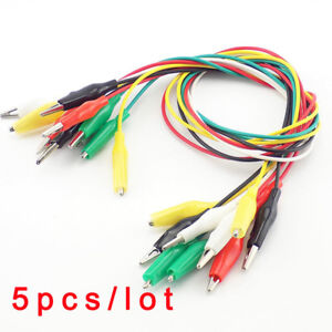 5X Alligator Clips Test lead Crocodile Jumper cable Roach Double-ended electric