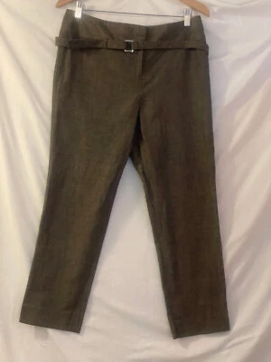 Size 8 Brown Capri Pants, Kenneth Cole New York, Birdseye Linen Blend $95 Retail - Image 1 of 4