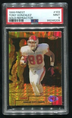 1999 Topps Finest Tony Gonzalez Gold Refractor 93/100 PSA 9 MINT HOF - Image 1 of 2