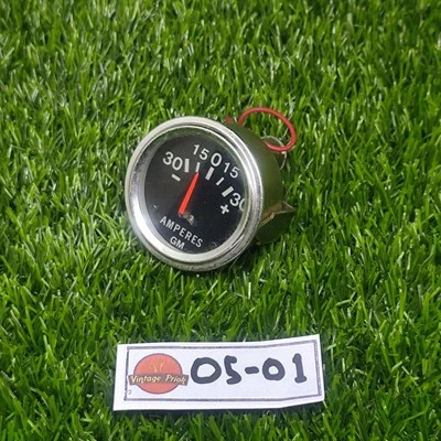 GM Steel Ampere 30-0-30 Ammeter Volt Gauge Black Chrome Universal NOS - Image 1 of 4